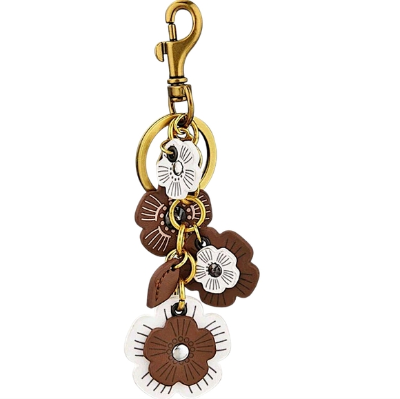 Source Unknown Accessories - NWT Floral Charm Keychain in Brown and White